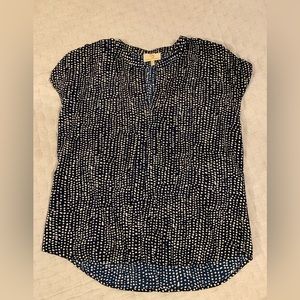 Polka dot short sleeve blouse, womens L